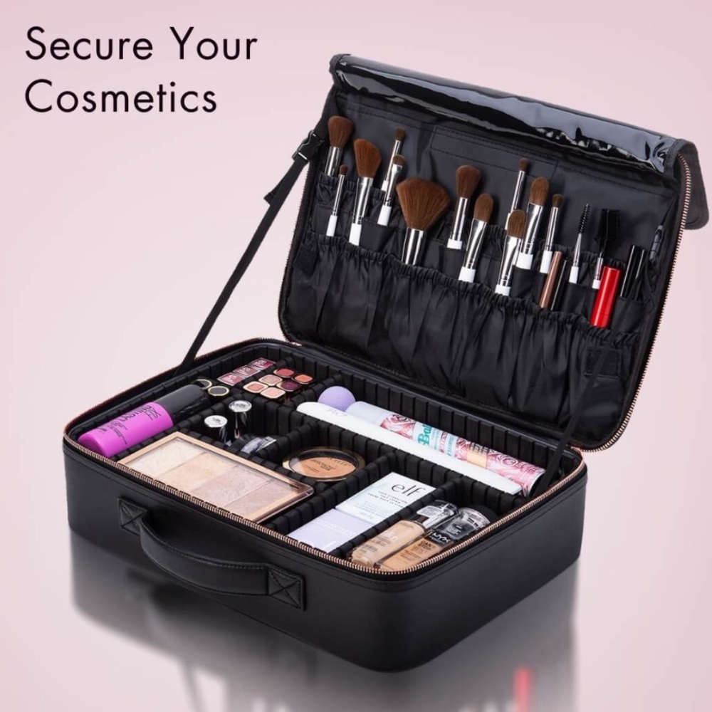 FANCII Madison GLOBETROTTER Travel Makeup Case Large white black
